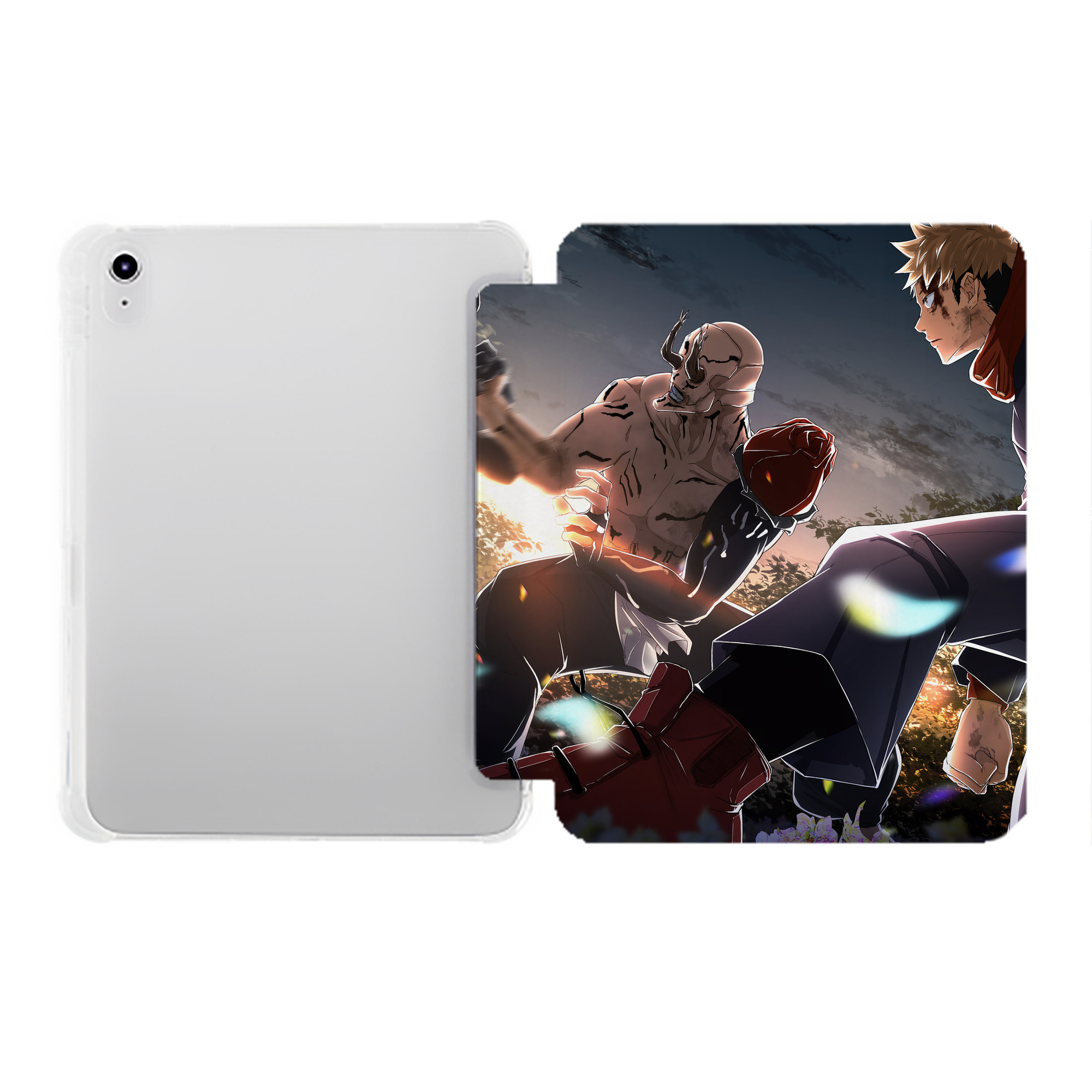 （画像用） 呪術廻戦 Jujutsu Kaisen IPad ケース ペン収納付き 三つ折りスタンド PUレザー×シリコン 対応機種9.5/10.5/10.9インチ